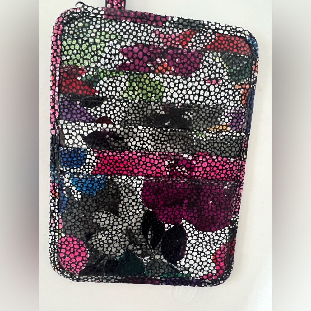 Lodis Multicolor Floral Pebbled Leather Zip Card Pouch - Picture 2 of 4